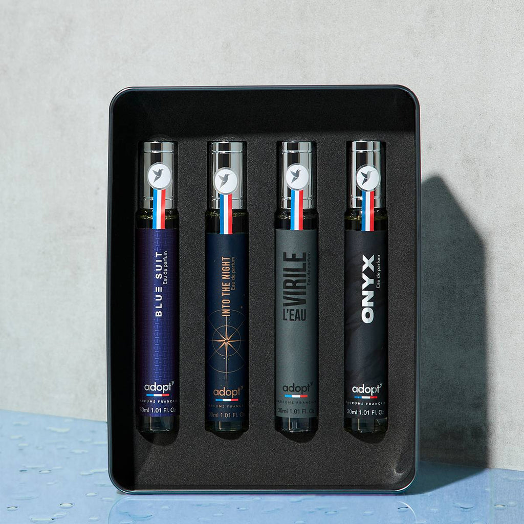 Coffret 4 x 30 ml Eaux de parfum - Into the night + Onyx + L'Eau virile + Blue suit - Essence of power