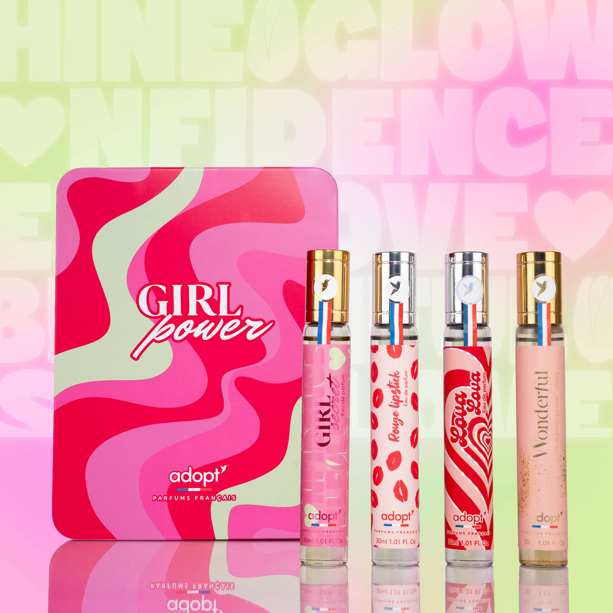 Coffret métal 4 eaux de parfum 30 ml - Girl Secret + Rouge Lipstick + Lova Lova + Wonderful - Girl Power