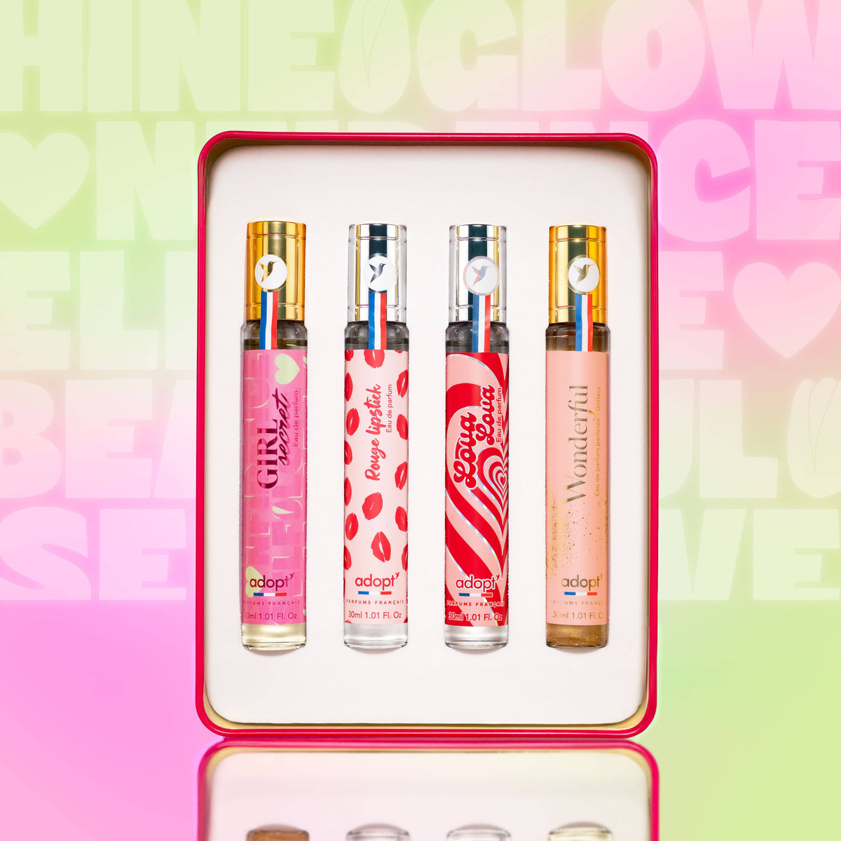 Coffret métal 4 eaux de parfum 30 ml - Girl Secret + Rouge Lipstick + Lova Lova + Wonderful - Girl Power