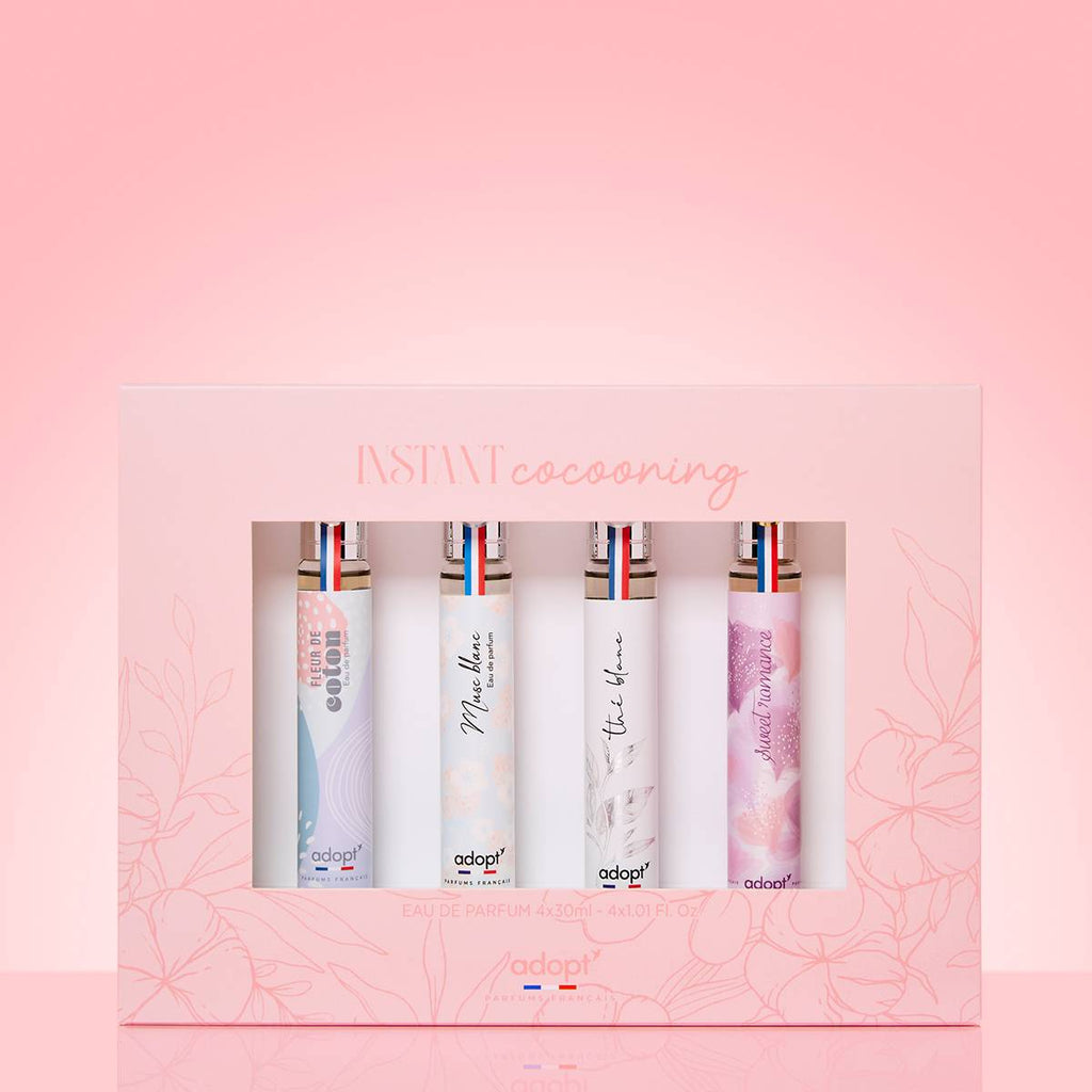 Instant Cocooning - Coffret 4 x eaux de parfum 30 ml Fleur de coton + Musc blanc + Thé blanc + Sweet romance