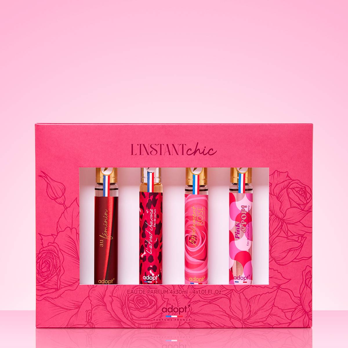 L'Instant Chic - Coffret 4 eaux de parfum 30 ml Absolument Rose 30 ml + Au Féminin 30 ml + L'atout charme 30 ml + Pink & Pop 30 ml