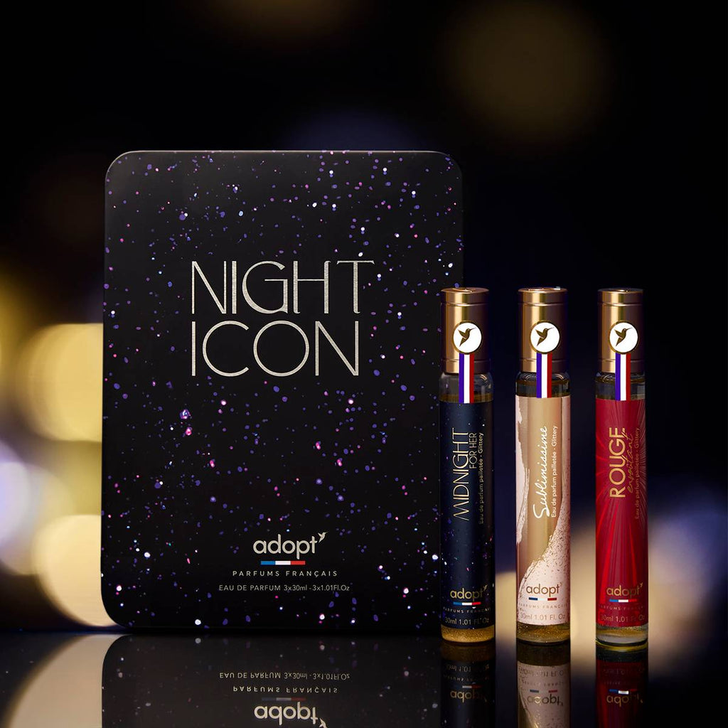 Coffret métal 3 eaux de parfum Rouge Envoûtant 30 ml + Sublimissime 30 ml + Midnight for Her NP 30 ml - Night Icon