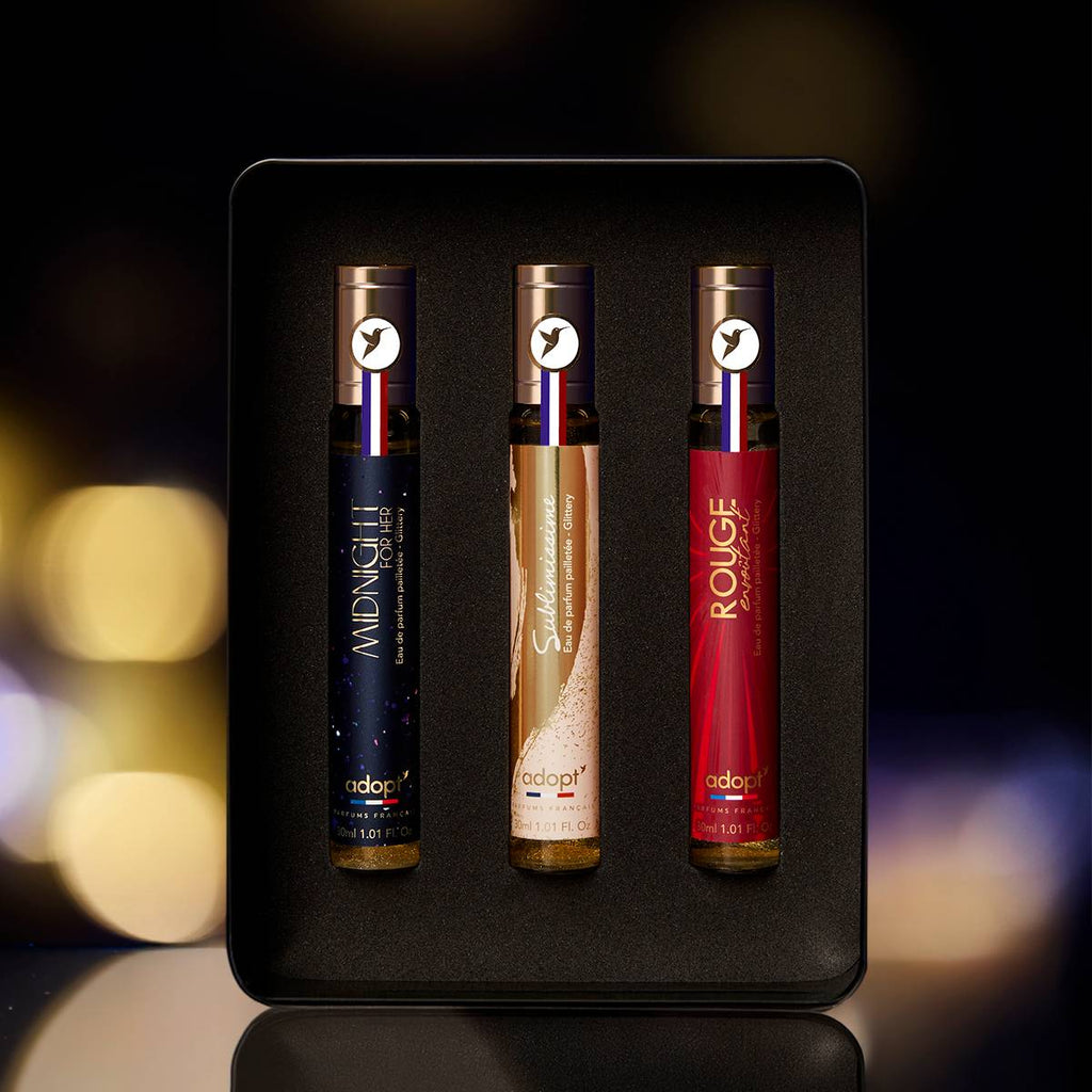 Coffret métal 3 eaux de parfum Rouge Envoûtant 30 ml + Sublimissime 30 ml + Midnight for Her NP 30 ml - Night Icon