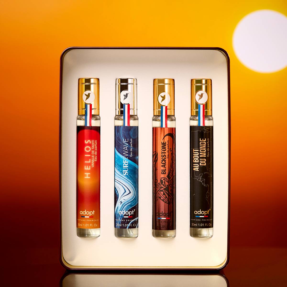 Coffret métal 4 eaux de parfum 30 ml - Helios + Surf the Wave + Blackstone + Au Bout du Monde - Power of the sun