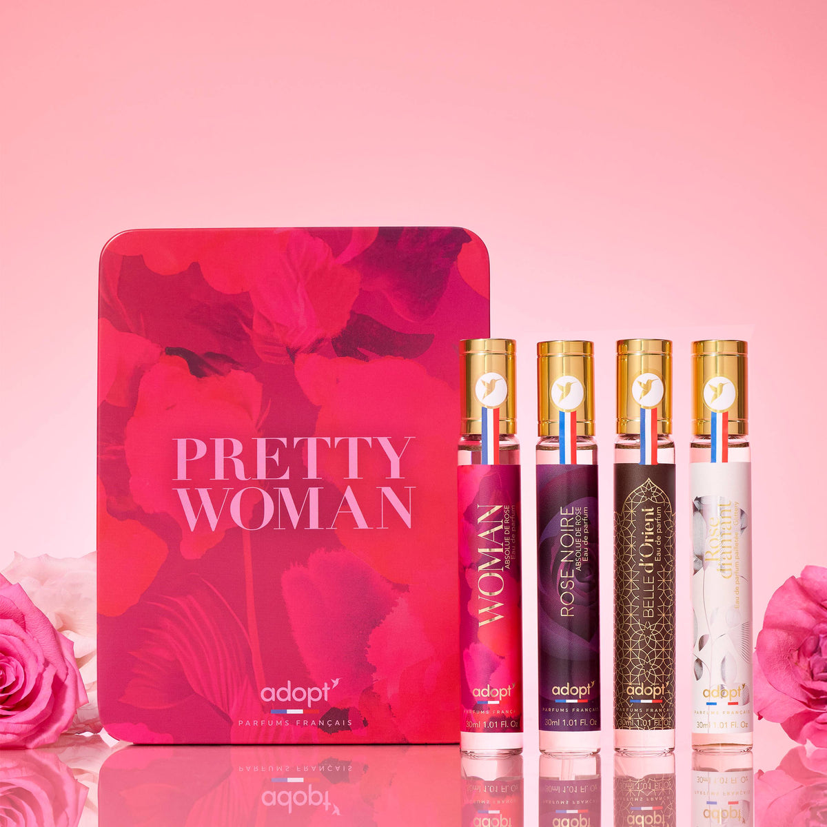 Coffret métal 4 eaux de parfum 30 ml - Rose Noire - Absolu de rose + Woman + Belle d'Orient + Rose Diamant - Pretty Woman