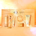 Solaria - Coffret maxi eau de parfum Solaria 30 ml + gel douche 250 ml + lait corps 200 ml + crème pour les mains 30 ml + gommage au sucre 250ml + fleur de bain
