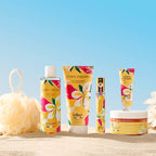 Coffret Maxi eau de parfum 30 ml + lait corps 200 ml+ gel douche 250 ml + gommage 250 ml + crème mains 30 ml + fleur de bain - Tahiti Paradis