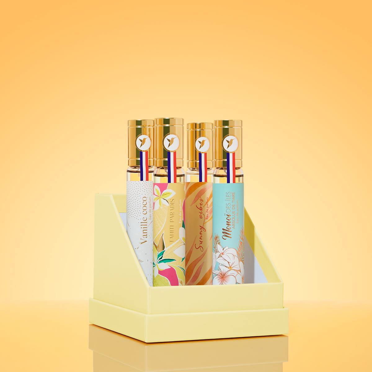 Time to shine - Coffret 4 eaux de parfums Tahiti paradis 30 ml + Monoi des iles 30 ml + Vanille coco 30 ml + Sunny vibes 30 ml