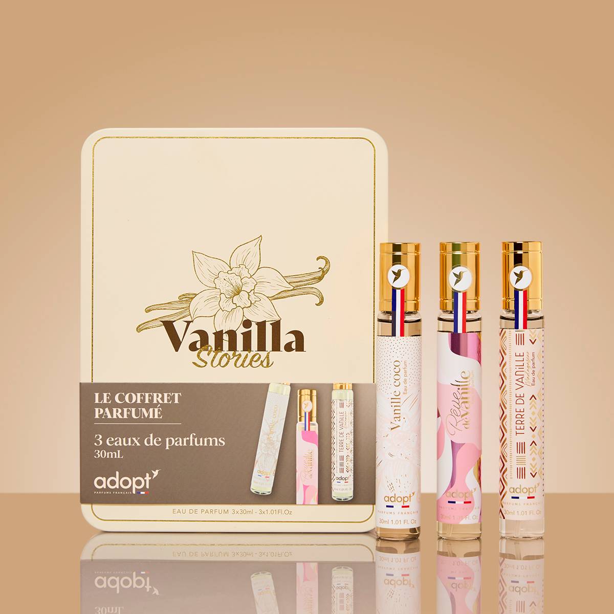 Vanilla stories - Coffret métal 3 x eaux de parfum 30 ml Vanille coco + Rêve de vanille + Terre de vanille