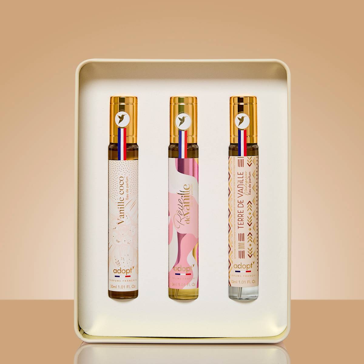 Vanilla stories - Coffret métal 3 x eaux de parfum 30 ml Vanille coco + Rêve de vanille + Terre de vanille